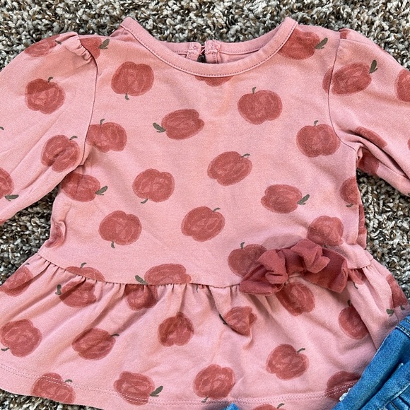 6-9M✨Autumn Apple Outfit Top and Jeans - Picture 4 of 8